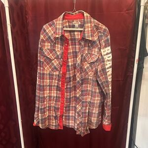 True Religion Red and Blue Plaid Button Down Shirt